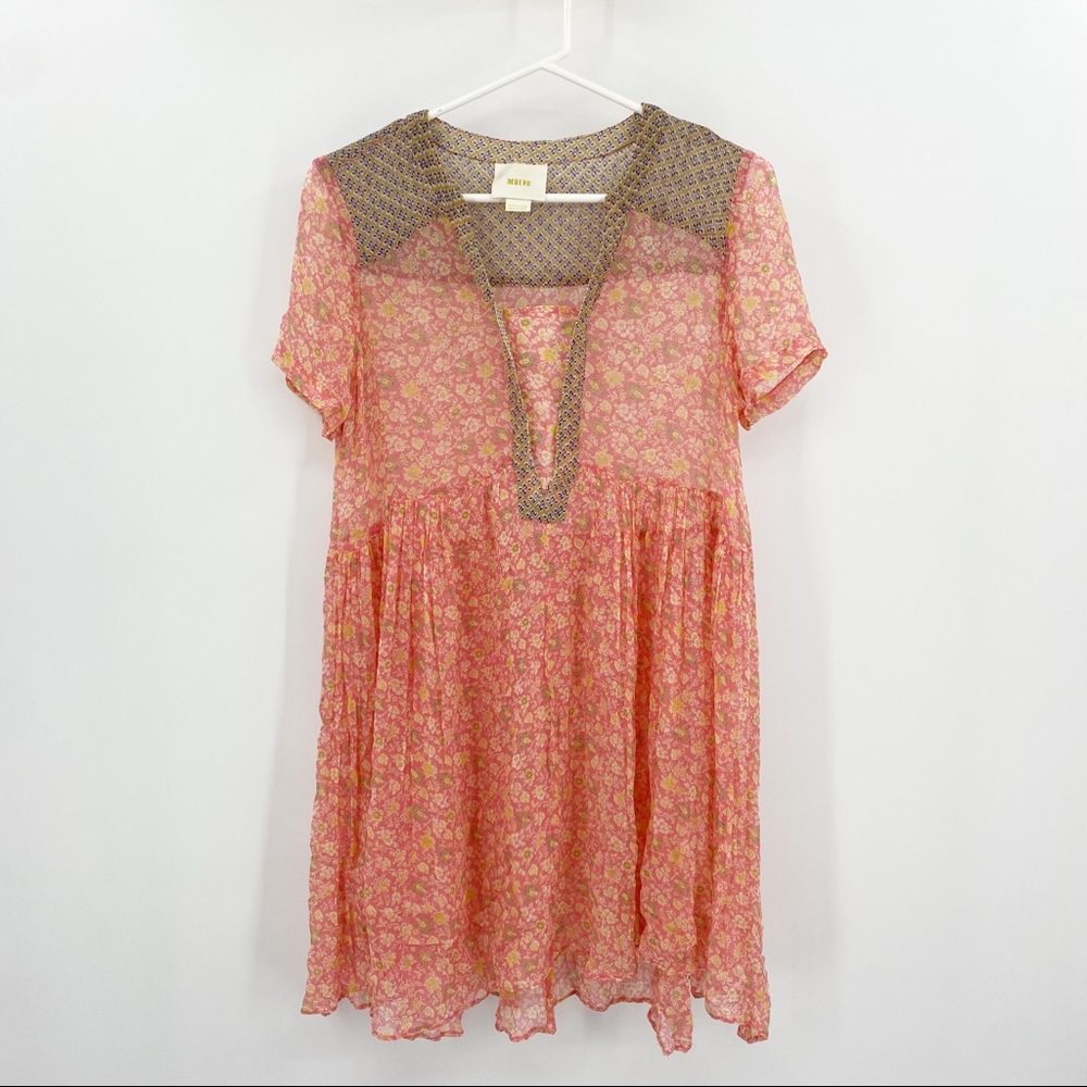 Maeve Sheer Floral Dress 0